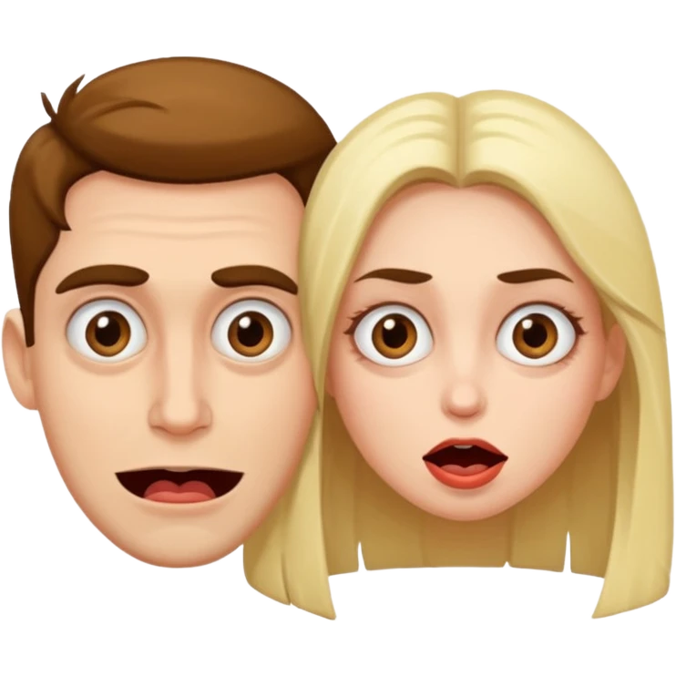a man and a woman with weird crazy faces emoji