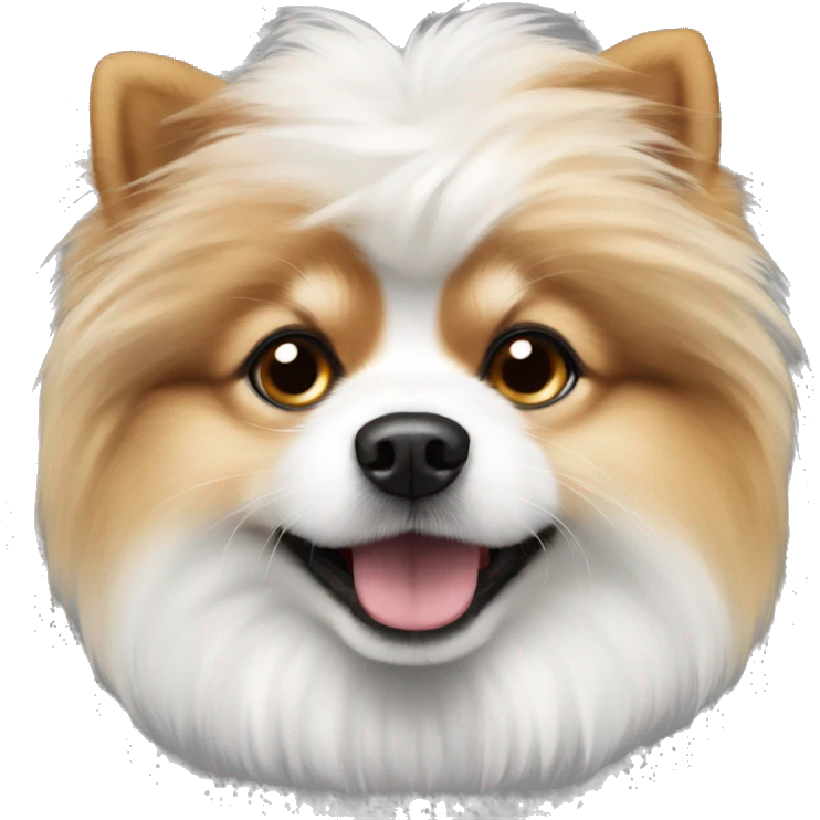 yorkshire pomeranian fluffy dog with black and white color  emoji