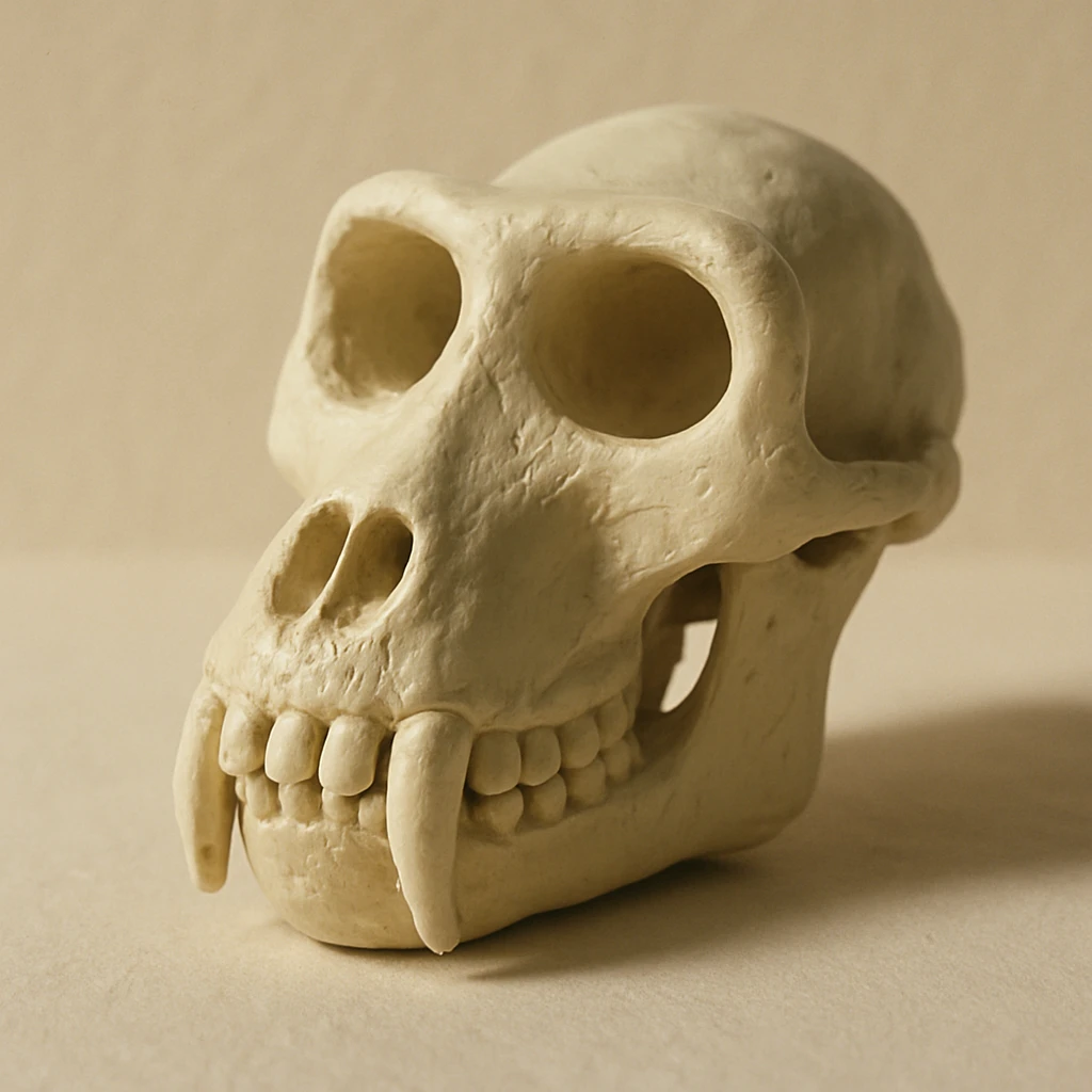 claymation style baboon skull, shiny, on white background emoji