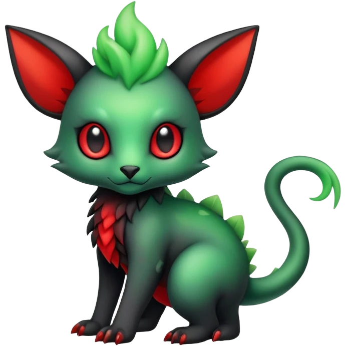Kawaii Cute Edgy Black Green Red ethereal Fionbri-Vernid-animal-creature full body emoji