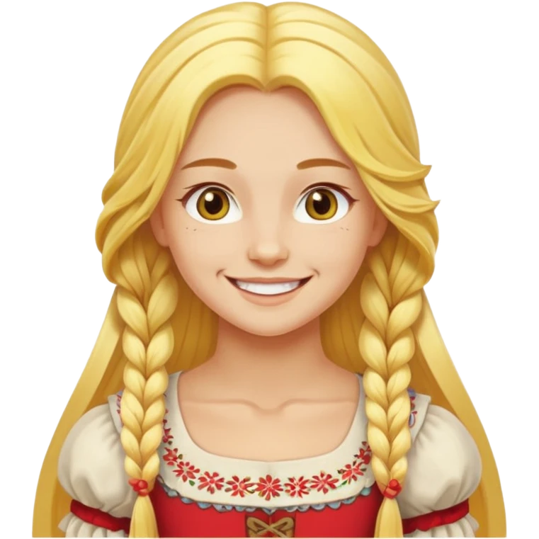 muscled girl from Poland in traditional Polish costume, long yellow hair emoji