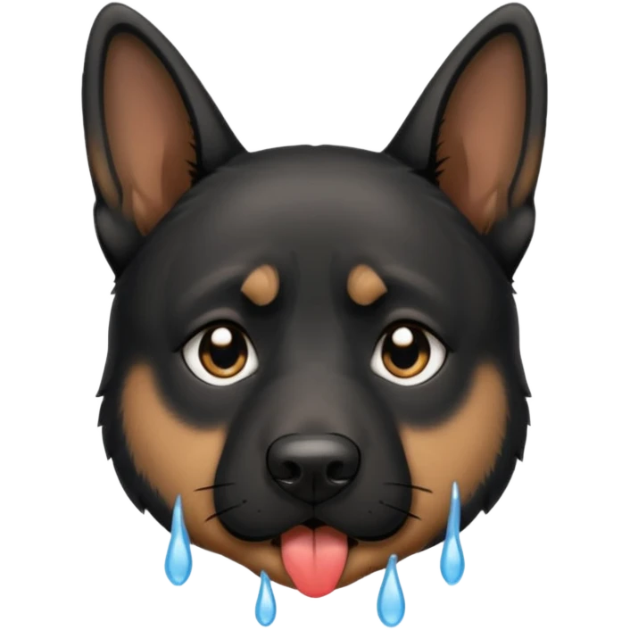 all black german shepherd face crying large tears looking sad emoji