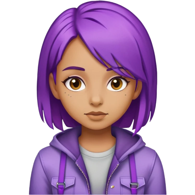 girl with purple hair wearing a cool outfit emoji
