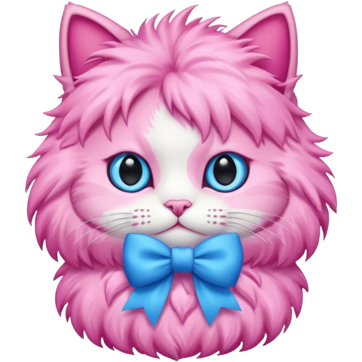 Pink cat with blue bow emoji