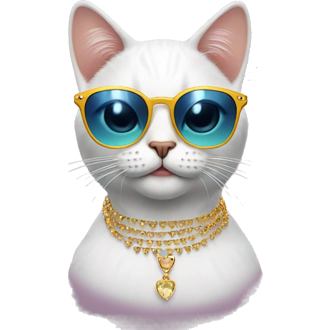 birthday cat with cool earrings and sunglasses emoji