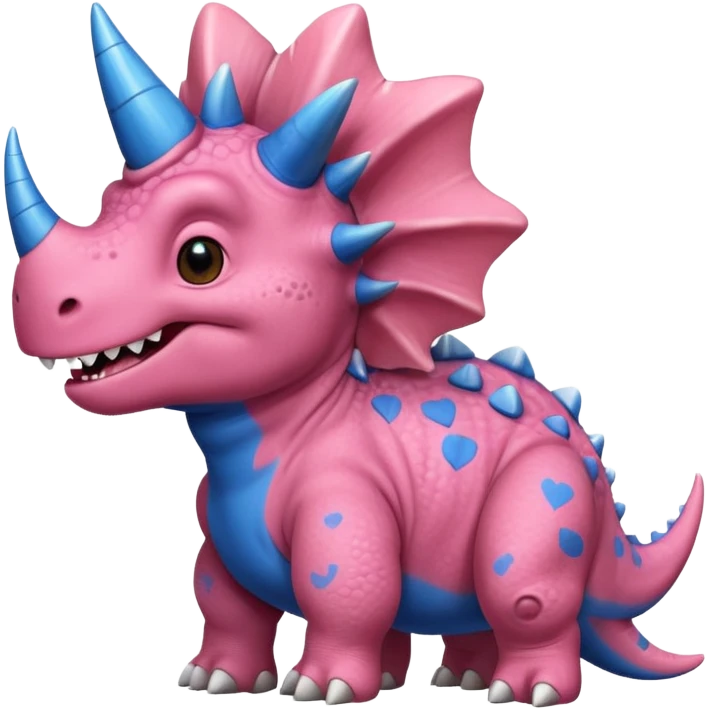 Triceratops cute pink kawei in love with Blue t-Rex  emoji