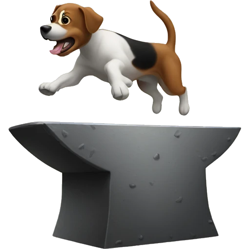 Anvil with dog jumping over emoji