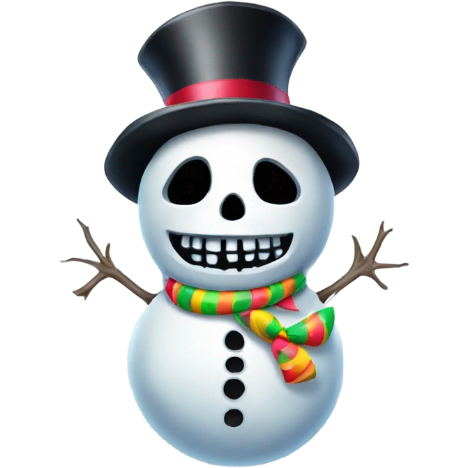 candy skull as a snowman and  emoji