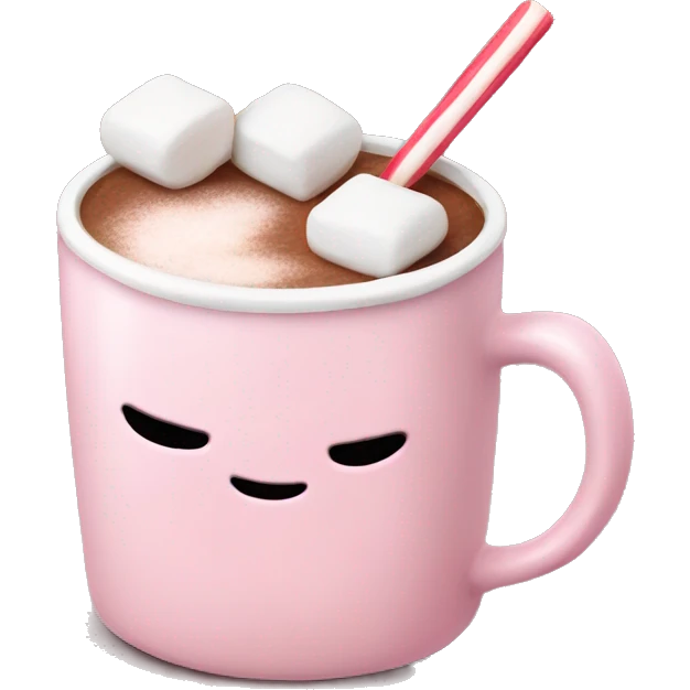 Light Pink mug of hot chocolate with marshmallows  emoji
