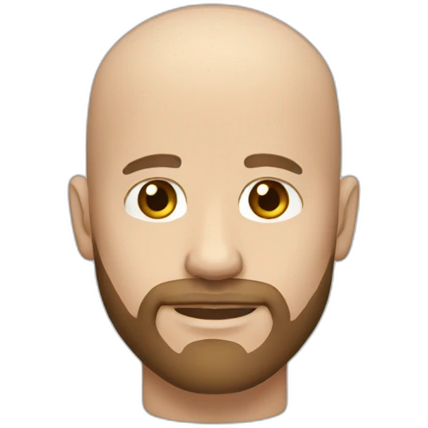 white male, bald head, bearded, brown-eyed. emoji