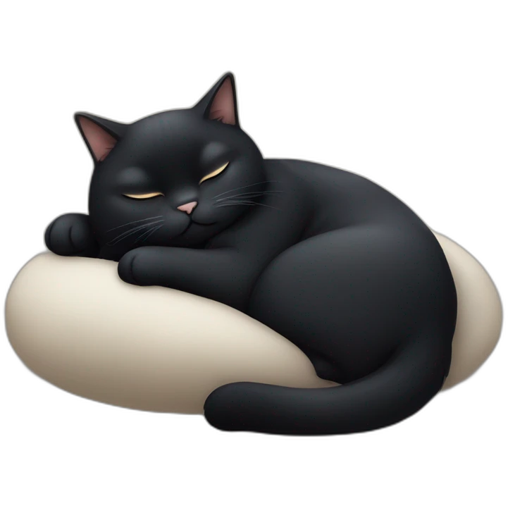 Fat black cat sleeping emoji
