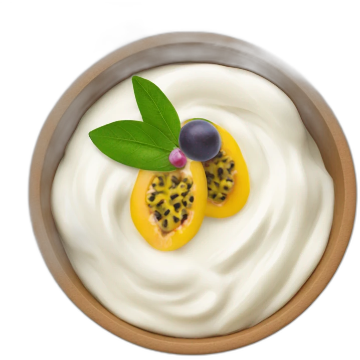 yoghurt bowl with passionfruit on top emoji