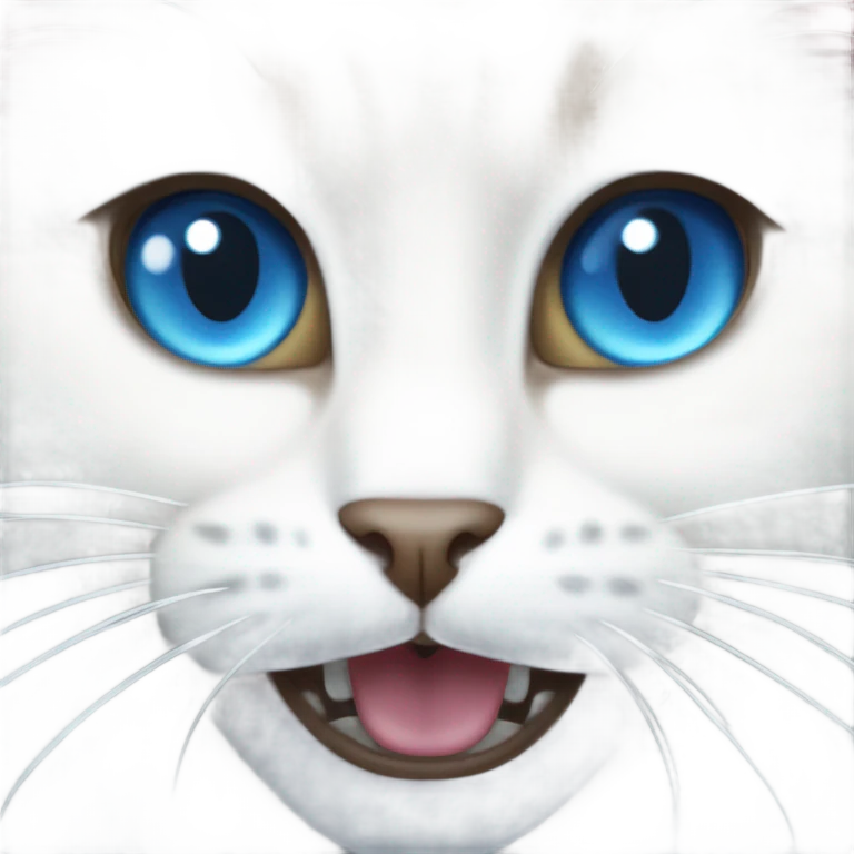white long hair cat with blue eyes screaming  emoji