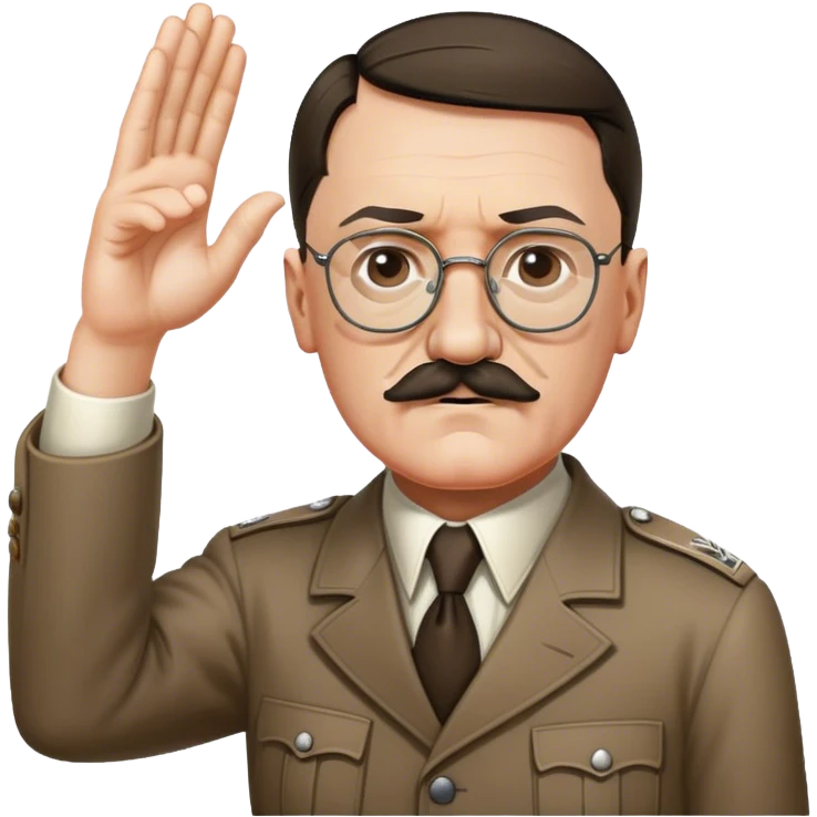 Adolf hitler  add glasses and make the mustache only under his nose and add an arm sextedned away from the body   emoji