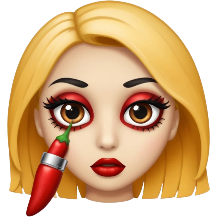 Chilli powdered Black and red gothic big eye with mascara and makeup   emoji