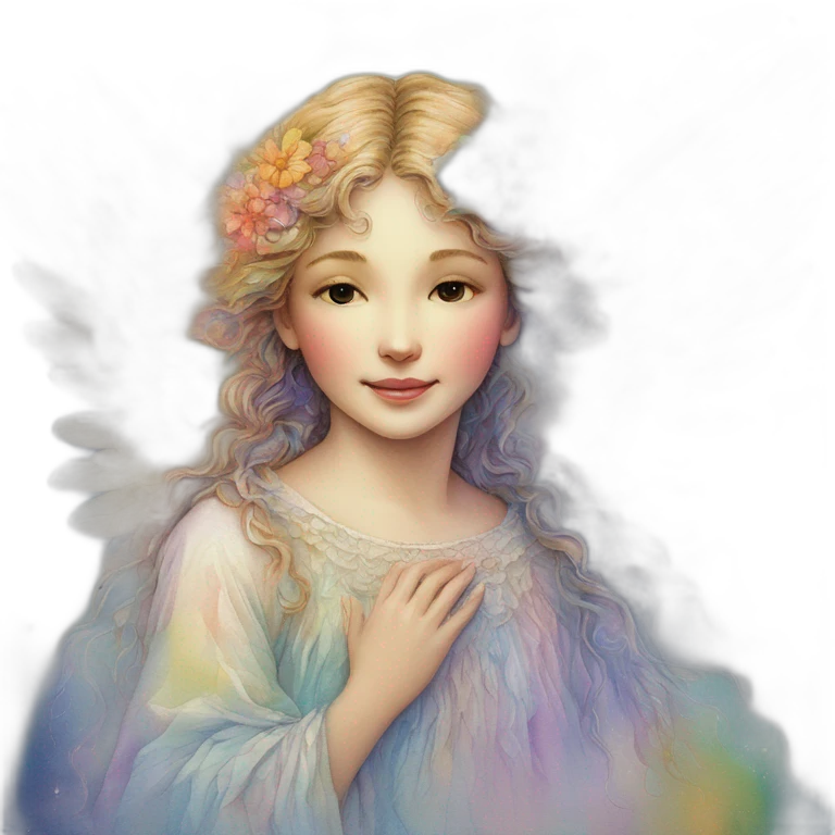 Angel in watercolor in raimbow colors as josephine wall art emoji