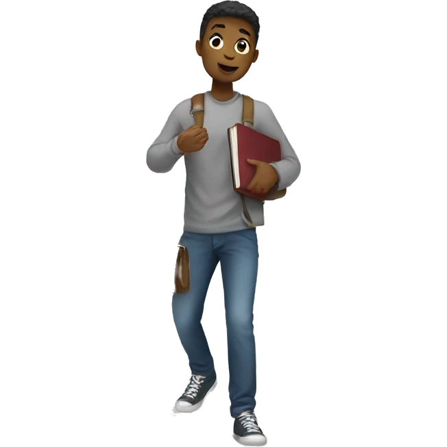 a white-skin student making a step downstairs emoji