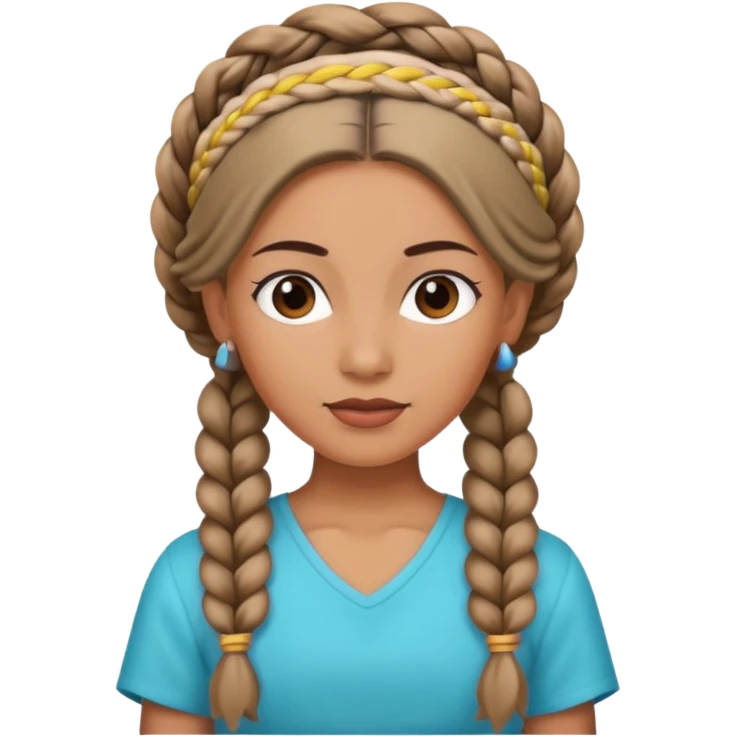big braided woman face wiith big visible braids and headband emoji