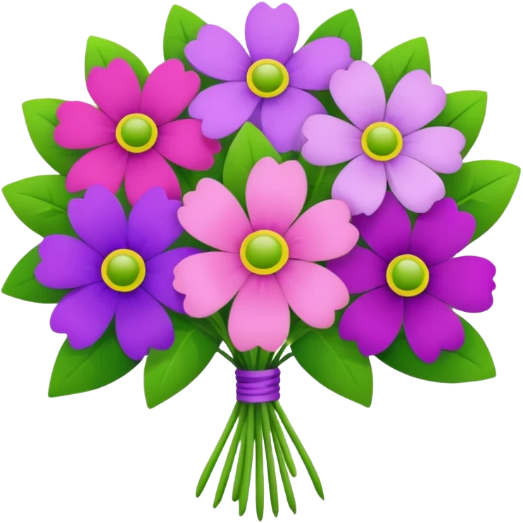 Bouquet of pink, purple, and green flowers emoji
