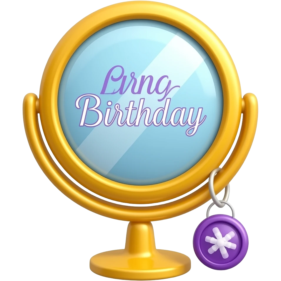 yellow purple Mirror with birthday message, transparent background inspired by barbie colour pallete emoji