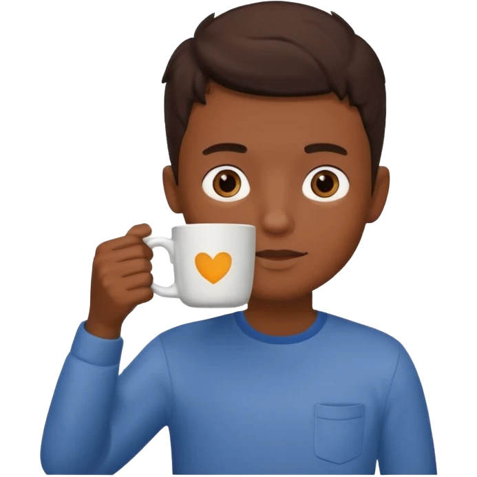 um rapaz tomando café emoji
