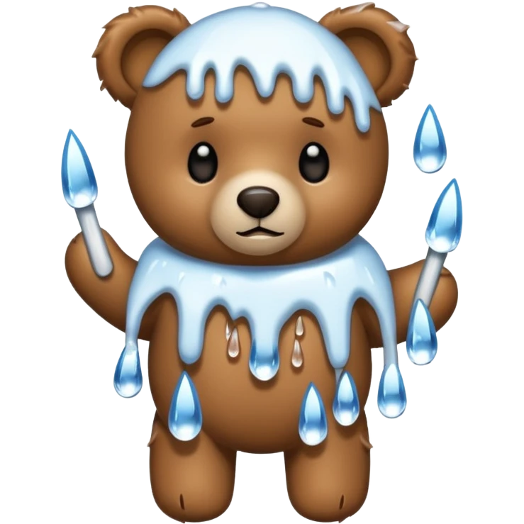 Teddy bear with icicles on her body  emoji