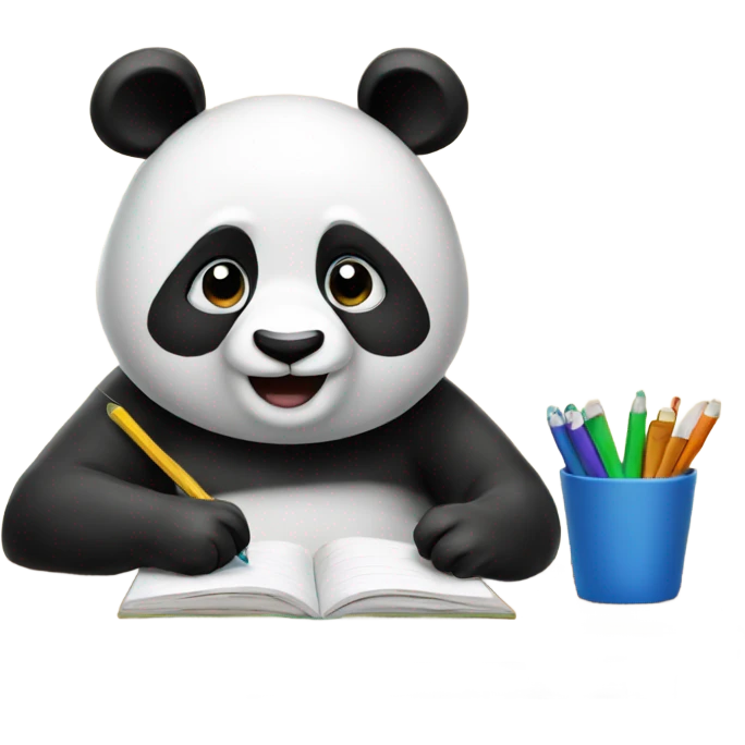 A panda doing homework emoji emoji