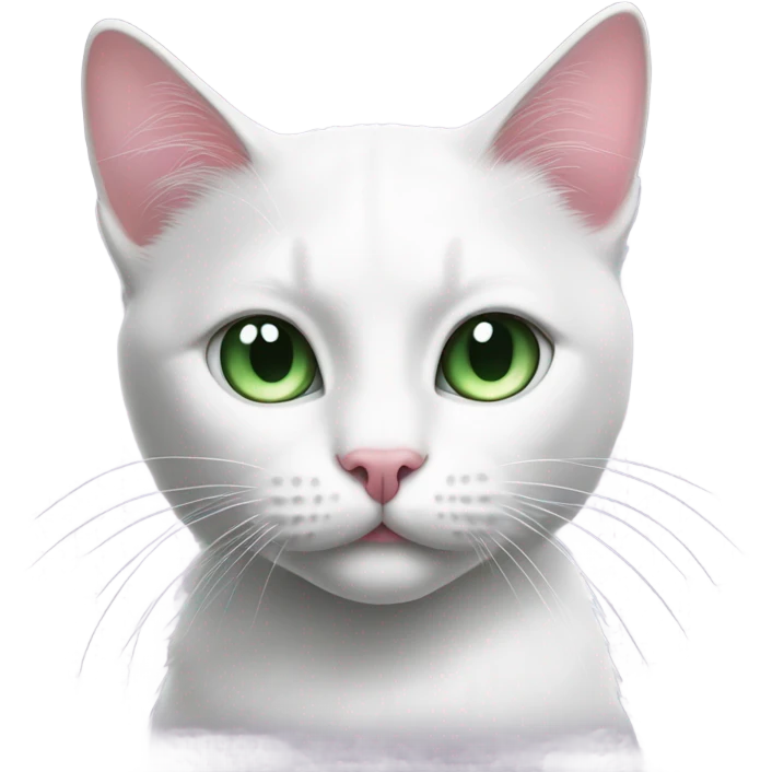 Black and white cat with green eyes and pink nose emoji