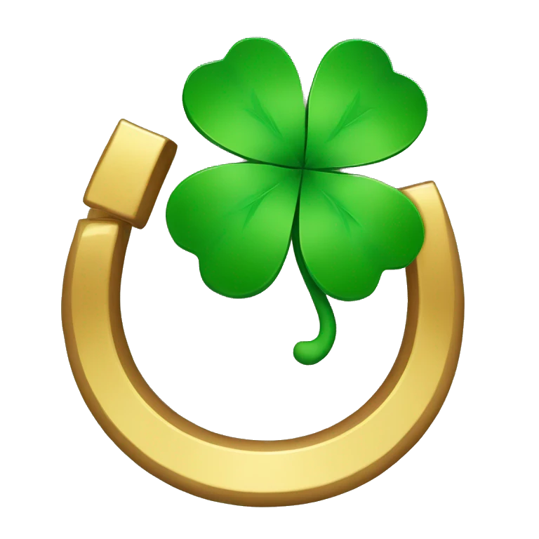 Gold horseshoe with four leaf clover  emoji