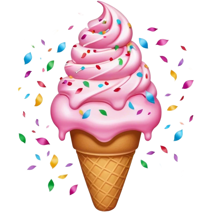 pink confetti explosion ice cream emoji