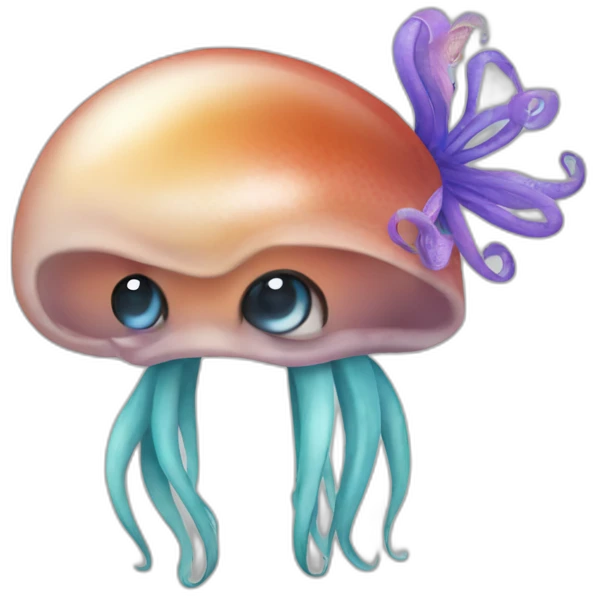 Squid wearing a fascinator emoji