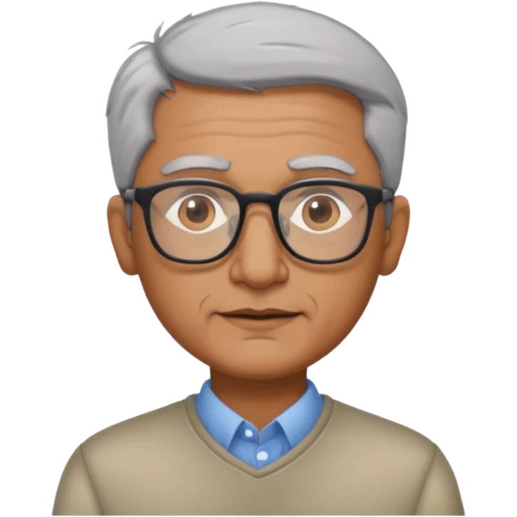 Indian man with grey hair and glasses  emoji