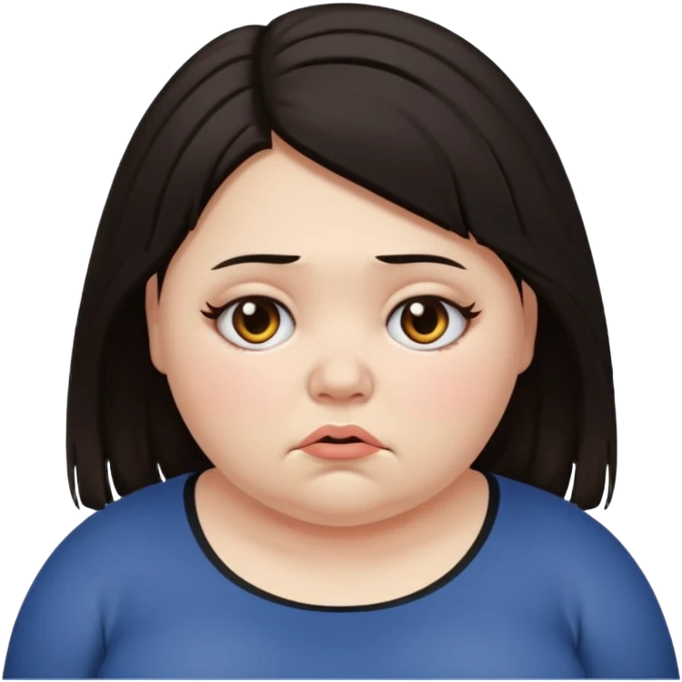 Sad fat girl lifting dark hair emoji
