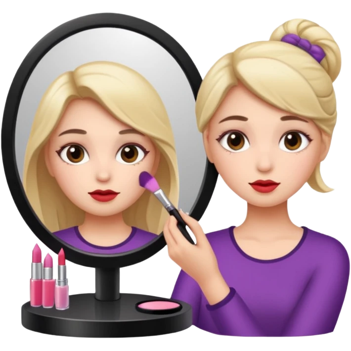 Girl doing makeup looking in a mirror emoji