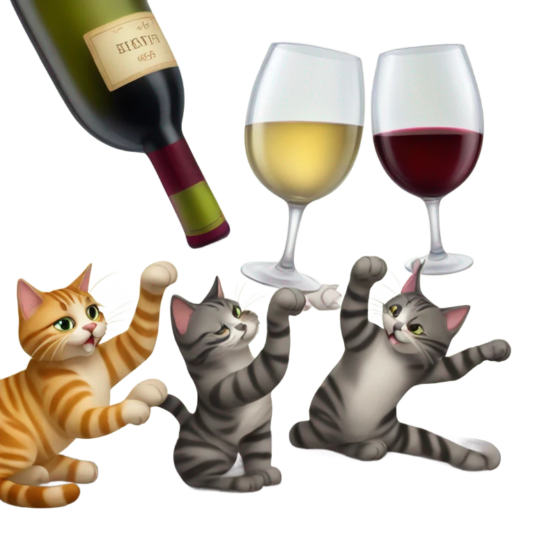 Cats with wine emoji