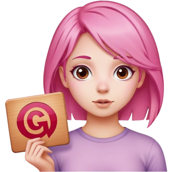 girl with pink hair sign saying "GG" emoji