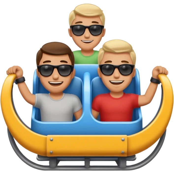 two guys on a roller coaster and buckled up emoji