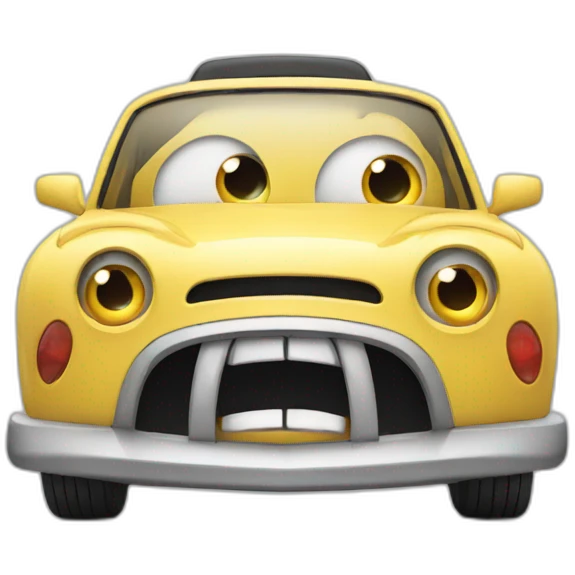 car with screaming face emoji