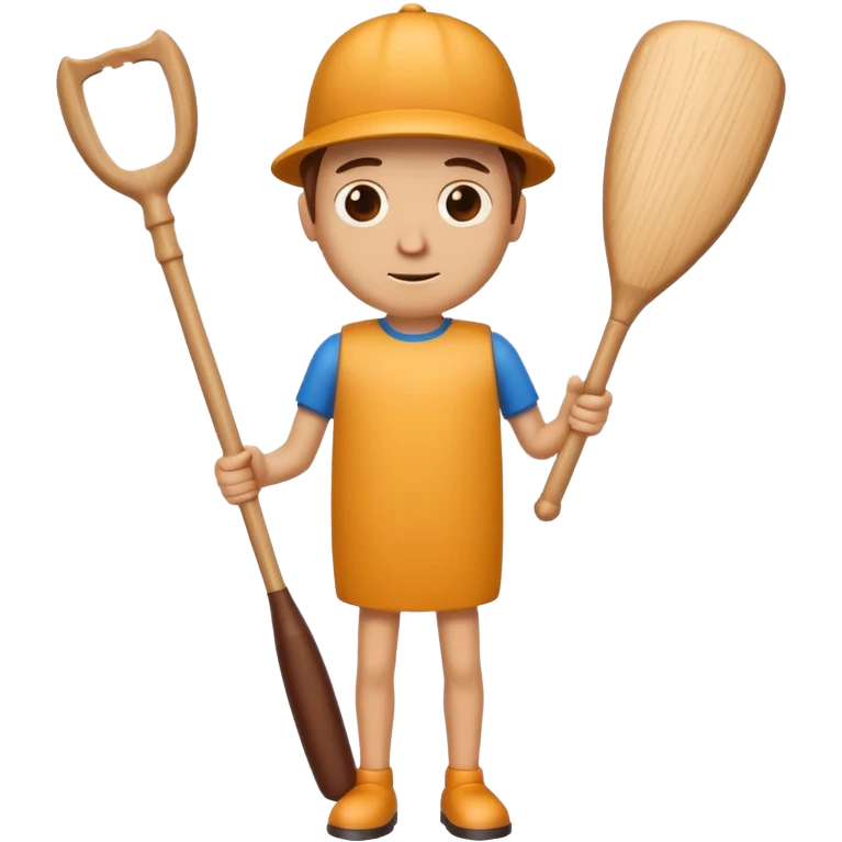 Make a wood tube with a face and wooden legs and arms and a bat emoji