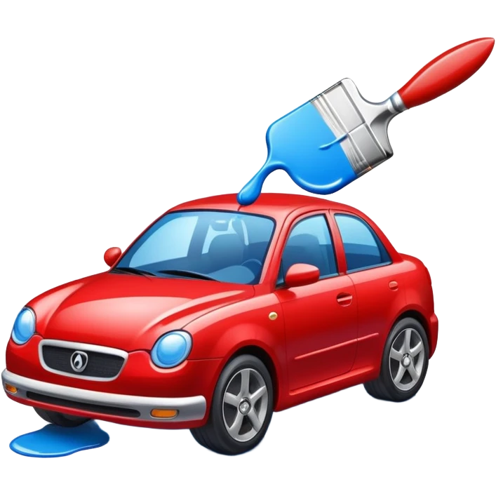 car with a paintbrush or paint drop emoji