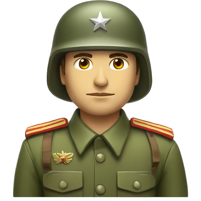 ussr soldier serious with military helmet emoji