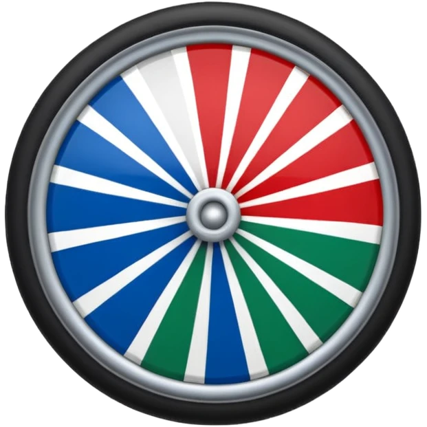Drapeau bleu et vert avec une roue rouge zvec 24 rayon la roue rouge est a l’interieur du drapeau bleu et vert emoji