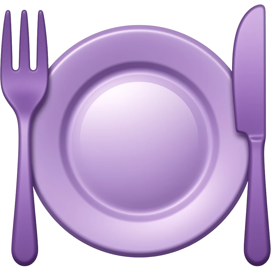 purple meal plate with fork and knife in the middle icon emoji