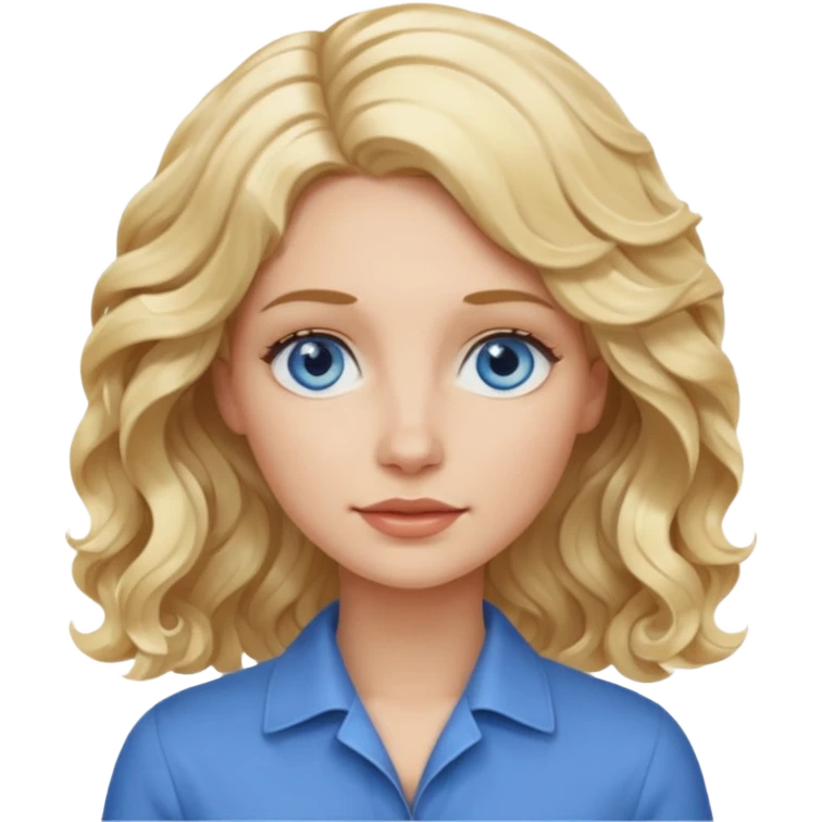 Blonde avec yeux bleus qui est architecte , cheveux ondulés , Sans lunettes  emoji