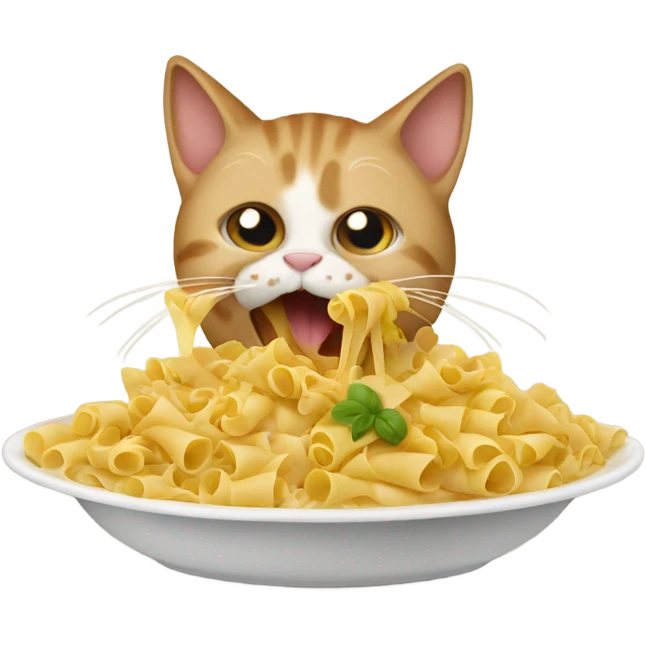 Cat eating pasta emoji