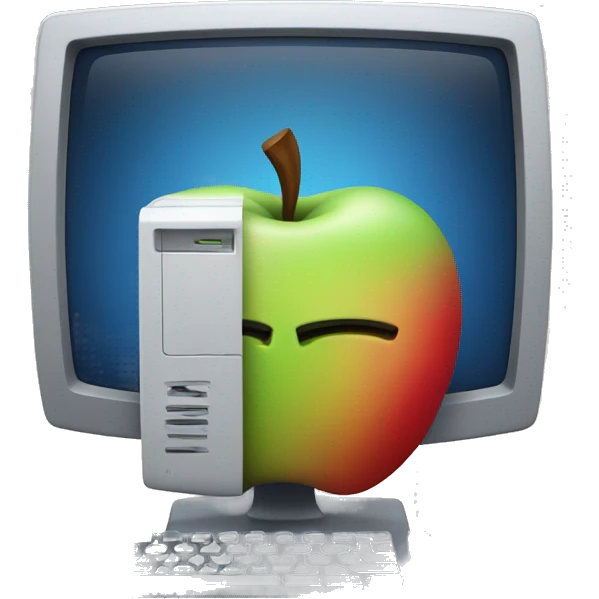 computer with apple in front of it  emoji