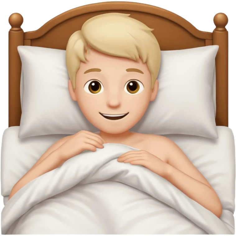create emoji of a boywho is lying in the bed  in the morning and its time to wake up he should smile  emoji