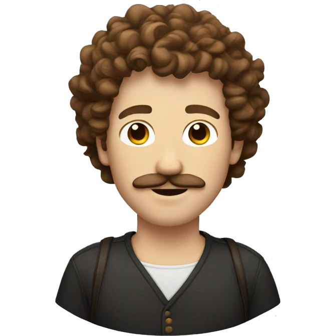 white guy with brown curly hair and mustache  emoji