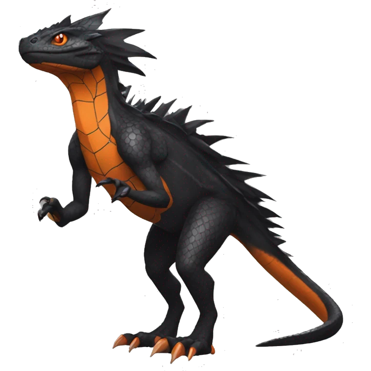 cool edgy black and orange Dark-type nargacuga reptile Pokémon full body emoji