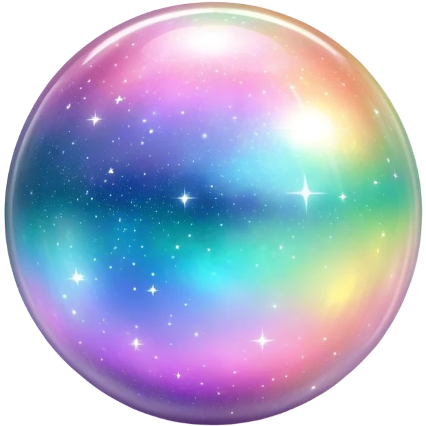 Pastel sparkly glittery iridescent rainbow transparent nebula ball sphere orb emoji